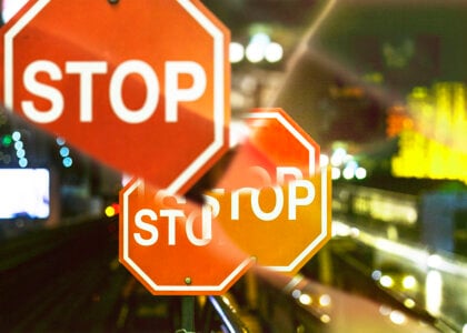 Stop sign with prism kaleidoscope effect